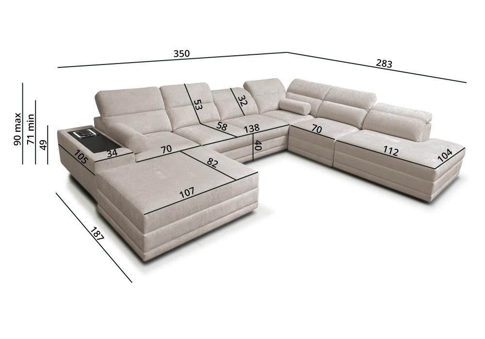 Rozkładany wypoczynek w kształcie litery C z barkiem i ładowaniem indukcyjnym ASTON 10 27