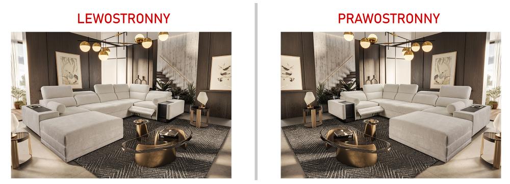 Sofa narożna U rozkładana z podnóżkiem barkiem i ładowaniem indukcyjnym ASTON 4 MIX 35