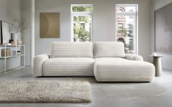 Sofa narożna jasny sztruks