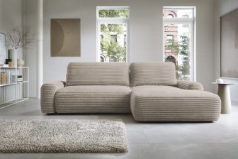 Przytulna sztruksowa sofa rogowa