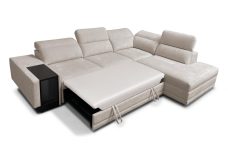 Sofa rogowa z funkcją spania z indukcją i barkiem ASTON 7 26