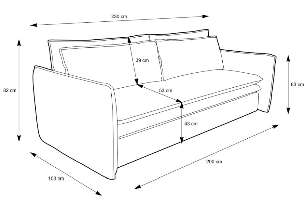 Wąska sofa z topperem do spania COZY 7