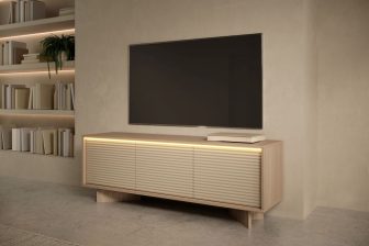 Ekskluzywny stolik RTV cappuccino z podświetleniem LED