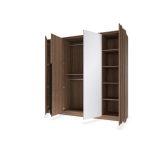 Szafa 4 drzwiowa ciemne drewno z lustrami 223 HEBAN 8