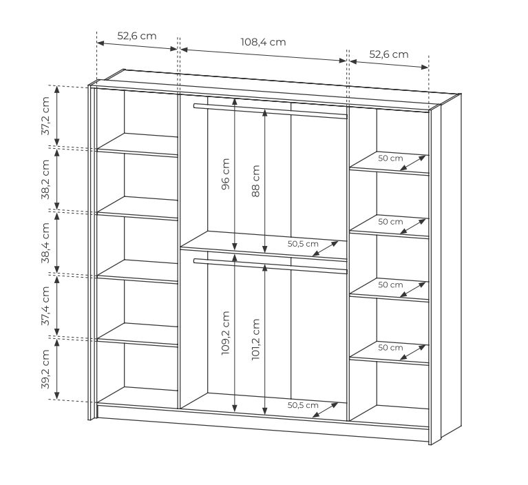 Szafa 4 drzwiowa ciemne drewno z lustrami 223 HEBAN 10
