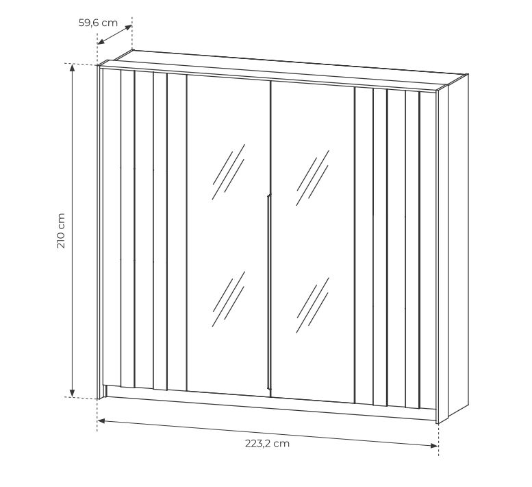 Szafa 4 drzwiowa ciemne drewno z lustrami 223 HEBAN 9