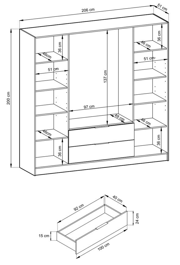 Czarna szafa ze szkłem TITAN 3