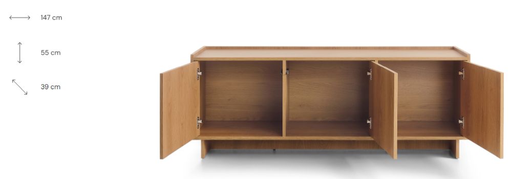 Szafka RTV bez półek dąb karmelowy 147 cm CARAMELLO 6