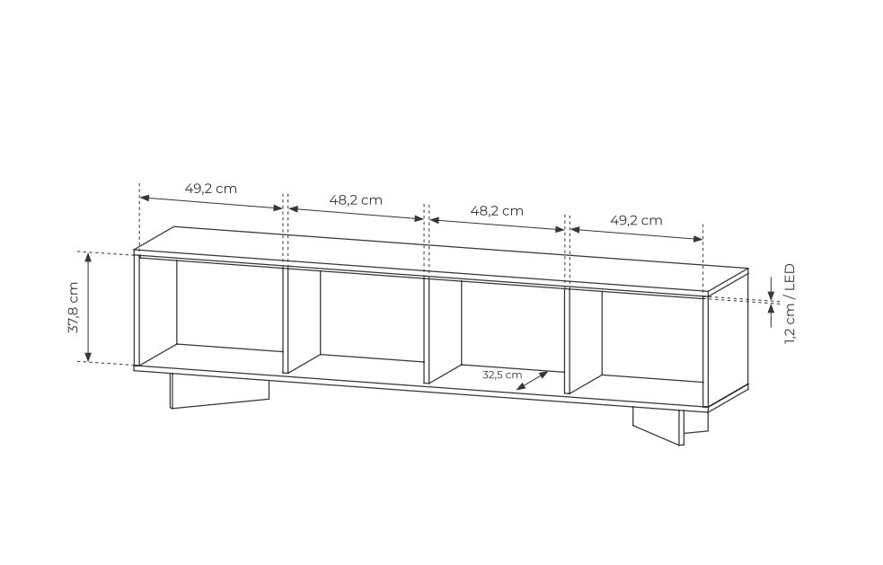 Szafka RTV zamknięta cappuccino z LEDami 204 cm SENSO 5