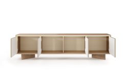 Szafka RTV zamknięta cappuccino z LEDami 204 cm SENSO 3