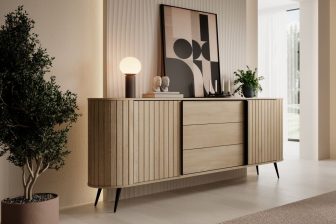 Wielka owalna komoda z przesuwnymi drzwiami 196 cm FLOW 4 Duża owalna komoda z przesuwnymi drzwiami