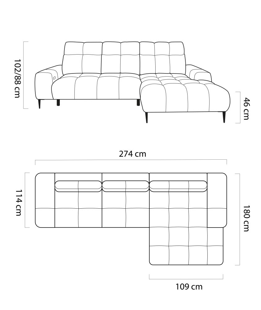 Wolnostojąca kanapa narożna elektryczna SOLVATO 1 5