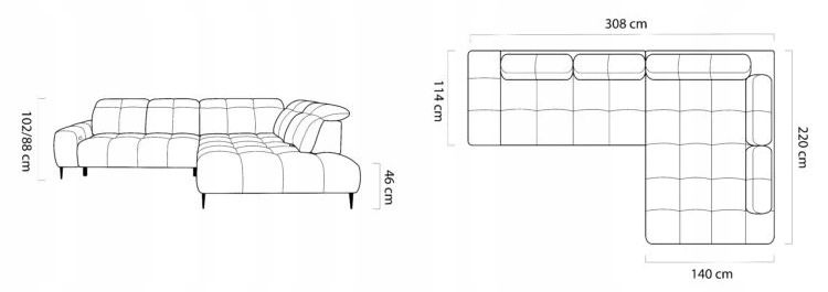 Wolnostojąca sofa rogowa elektryczna SOLVATO 2 5