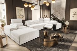 Wypoczynek w kształcie U z funkcją spania ze sterowanym podnóżkiem barkiem i ładowarką ASTON 14 MIX 12 Wypoczynek w kształcie U z funkcją spania ze sterowanym podnóżkiem barkiem i ładowarką ASTON 14 MIX 11