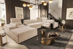 Wypoczynek w kształcie U z funkcją spania ze sterowanym podnóżkiem barkiem i ładowarką ASTON 14 MIX 13 Wypoczynek w kształcie U z funkcją spania ze sterowanym podnóżkiem barkiem i ładowarką ASTON 14 MIX 12