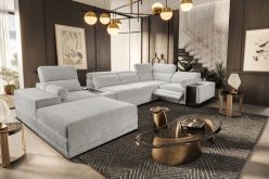 Wypoczynek w kształcie U z funkcją spania ze sterowanym podnóżkiem barkiem i ładowarką ASTON 14 MIX 16 Wypoczynek w kształcie U z funkcją spania ze sterowanym podnóżkiem barkiem i ładowarką ASTON 14 MIX 15