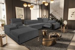 Wypoczynek w kształcie U z funkcją spania ze sterowanym podnóżkiem barkiem i ładowarką ASTON 14 MIX 15 Wypoczynek w kształcie U z funkcją spania ze sterowanym podnóżkiem barkiem i ładowarką ASTON 14 MIX 14