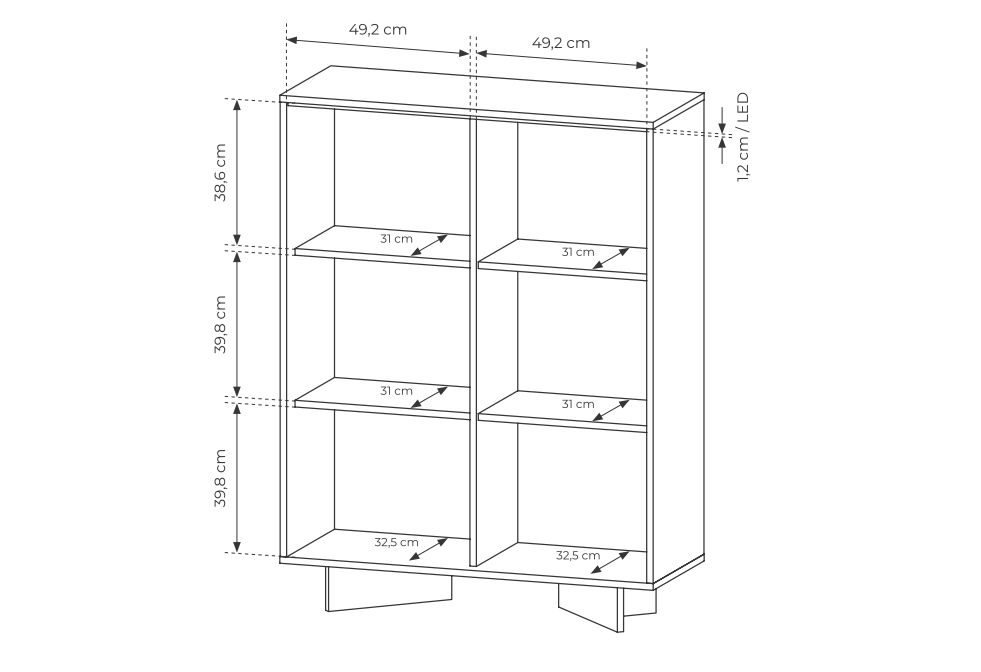 Wysoka komoda bez szuflad podświetlana LED 104 cm SENSO 13 Wysoka komoda bez szuflad podświetlana LED 104 cm SENSO 5
