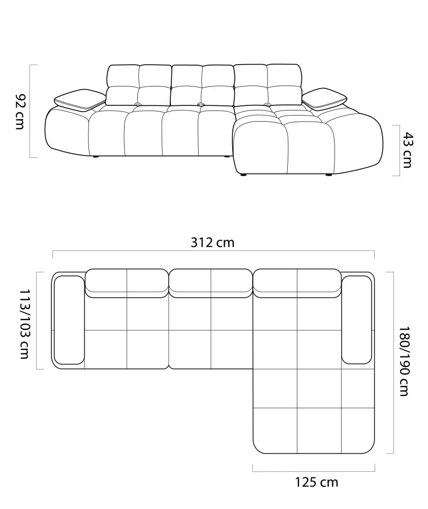 Zgrabny narożnik premium z regulacją głębokości siedzisk MELLARO 1 6