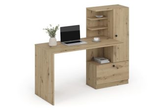 Modne biurko dąb artisan z regałem