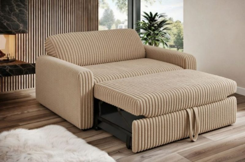 Kawowa sofa z funkcją spania