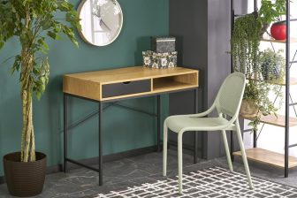 Modne biurko w stylu industrialnym dąb złoty