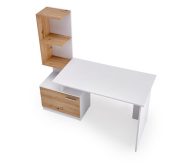 Modne biurko z nadstawką białe dąb artisan MISO 5