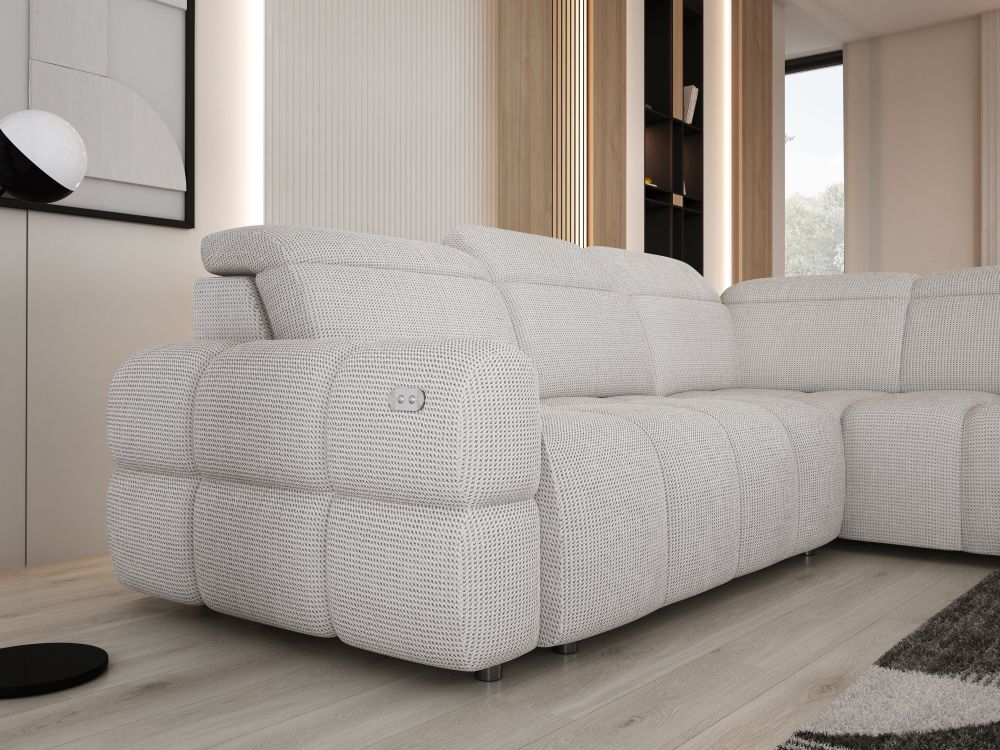 Sofa rogowa rozkładana elektrycznie do codziennego spania