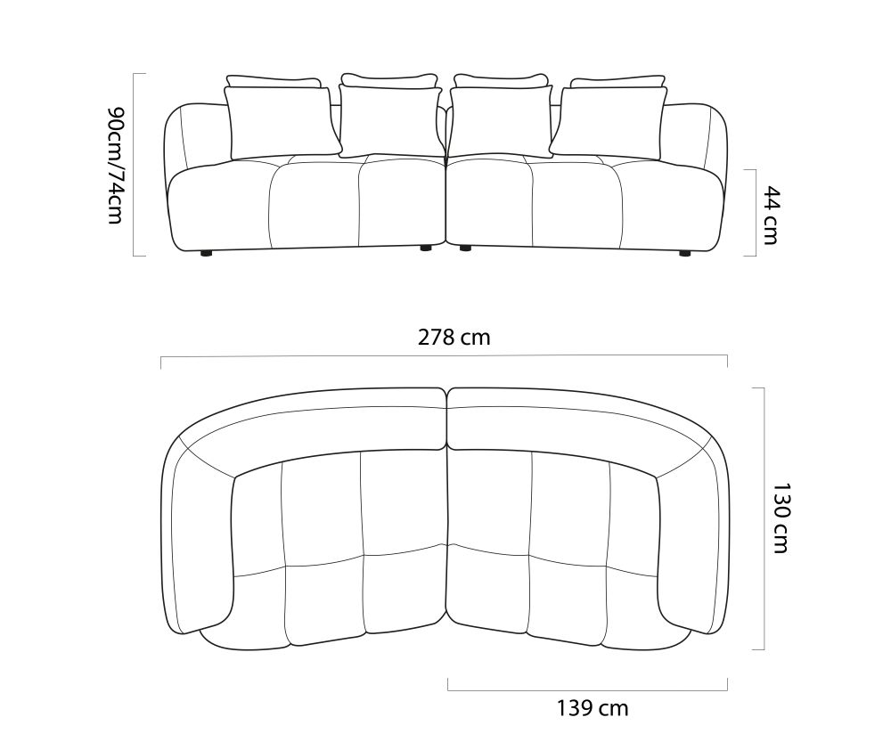 Przytulna bigsofa półokrągła do dużego salonu VELESSA 5