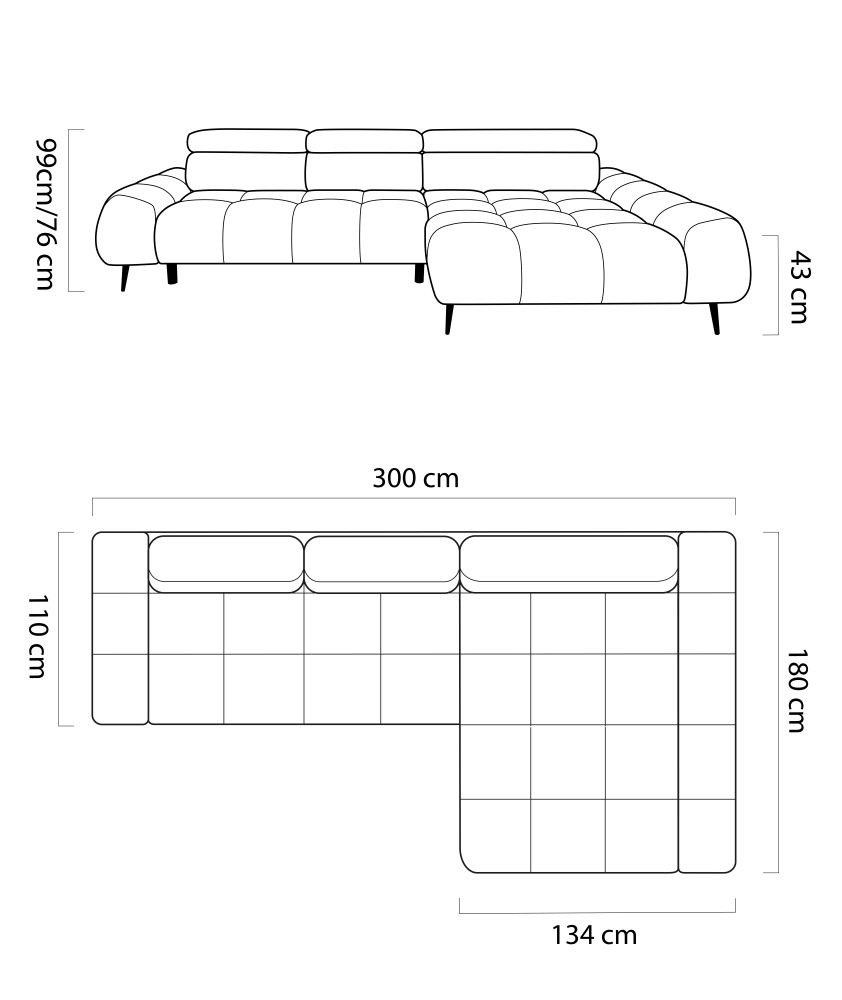 Sofa narożna geometryczna z elektrycznym wysuwem siedziska ESSENCE 1 5