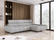 Nowoczesna sofa narożna geometryczna z elektrycznym wysuwem siedziska