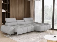 Sofa narożna geometryczna z siedziskiem wysuwanym elektrycznie