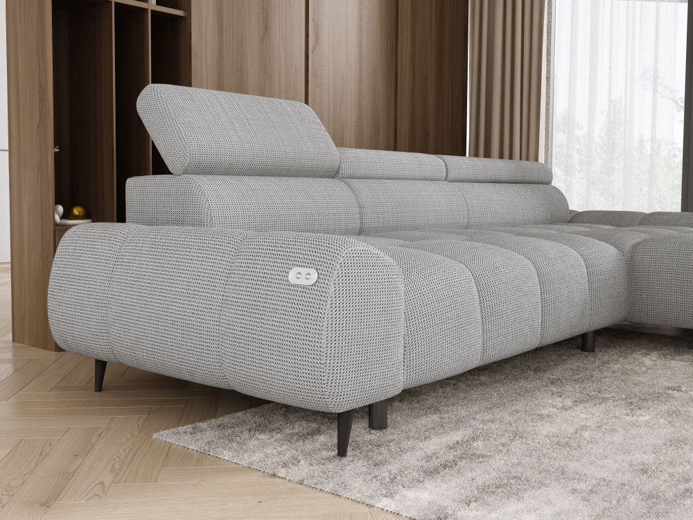 Sofa narożna geometryczna z elektrycznym wysuwem siedziska ESSENCE 1 1