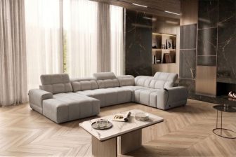 Sofa rogowa U z funkcją spania z ładowarką do smartfona INFERNO 4 11 Nowoczesna sofa rogowa U z funkcją spania z ładowarką do smartfona