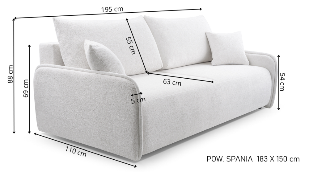 Sofa rozkładana 195 cm SWEET 11