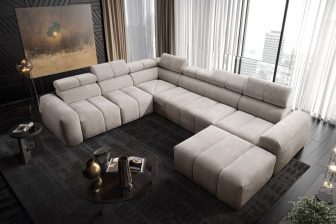Narożnik typu U z funkcją spania MARBELLA 8 4 Plamoodporny narożnik typu U z funkcją spania