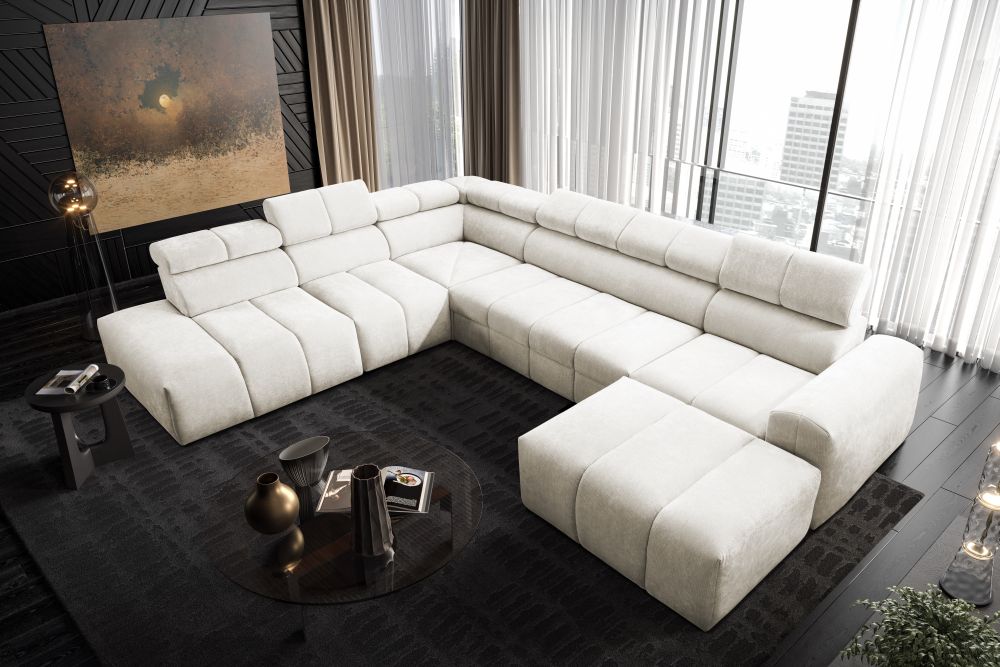 Sofa typu C z funkcją spania MARBELLA 10 1 Beżowa sofa typu C z funkcją spania
