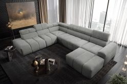 Sofa typu C z funkcją spania MARBELLA 10 12 Szara sofa typu C z funkcją spania