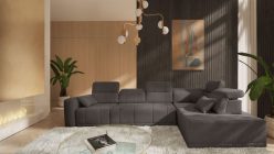 Komfortowa Piękna i ekskluzywna kanapa rogowa z otwartym bokiem z funkcją spania