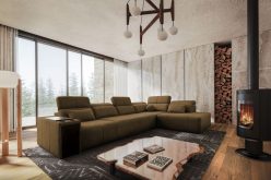 Salonowa sofa rogowa z wydłużonym siedziskiem z funkcją spania
