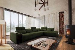 Rodzinna sofa rogowa z wydłużonym siedziskiem z funkcją spania codziennego