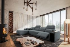 Salonowy narożnik z wysłużonym siedziskiem z funkcją spania relax elektryczny
