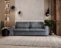Sofa z funkcją spania tkanina prążki