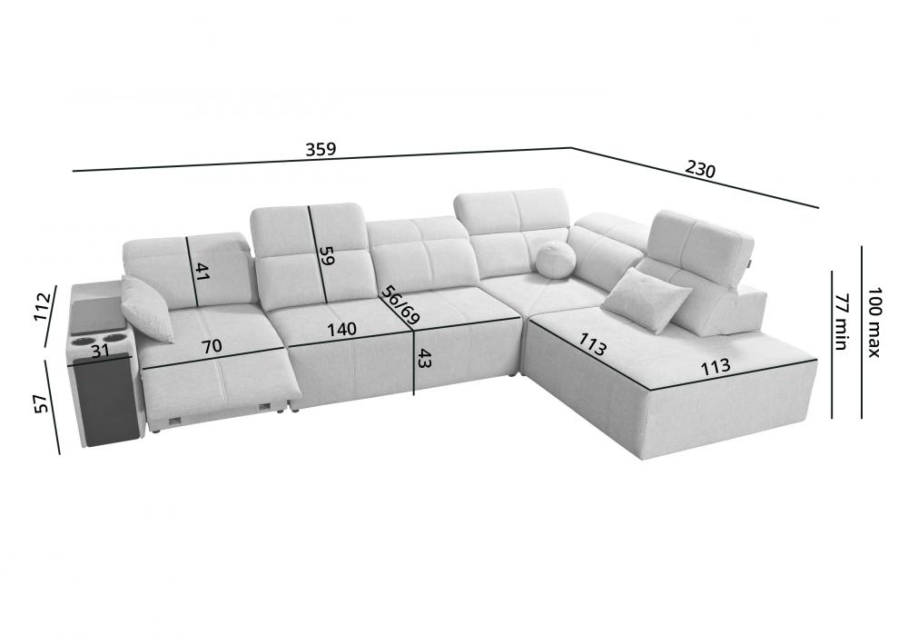 Rozkładana kanapa narożna z długim siedziskiem z funkcją relax elektryczny MIRACLE 11 MIX 36 Rozkładana kanapa narożna z długim siedziskiem z funkcją relax elektryczny MIRACLE 11 MIX 11