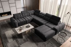 Rozkładana sofa U kształtna z kompaktową ładowarką USB INFERNO 8 21 Ogromna rozkładana sofa U kształtna z kompaktową ładowarką USB