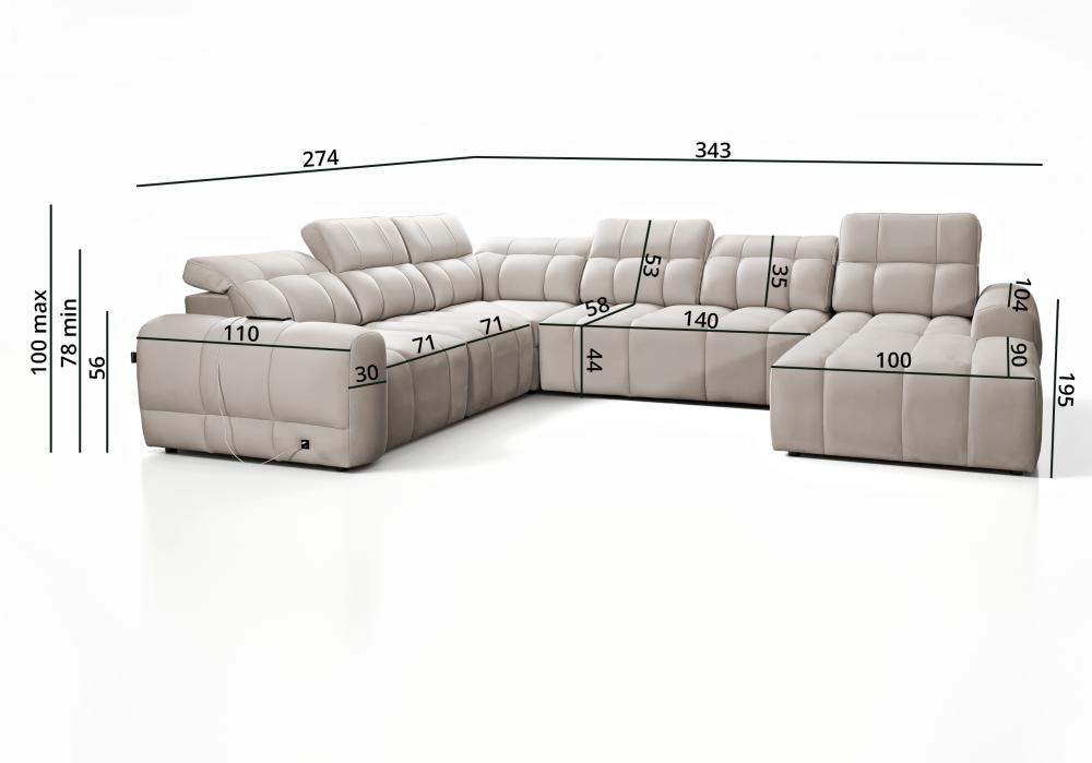 Rozkładana sofa U kształtna z kompaktową ładowarką USB INFERNO 8 31 Rozkładana sofa U kształtna z kompaktową ładowarką USB INFERNO 8 11