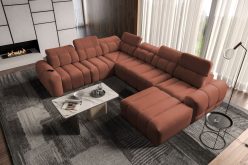 Rozkładana sofa U kształtna z kompaktową ładowarką USB INFERNO 8 16 Duża rodzinna rozkładana sofa U kształtna z kompaktową ładowarką USB