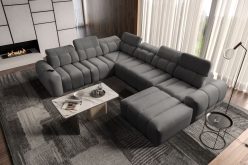 Rozkładana sofa U kształtna z kompaktową ładowarką USB INFERNO 8 20 Grafitowa rozkładana sofa U kształtna z kompaktową ładowarką USB
