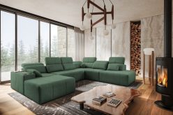 Rozkładana sofa z dwoma szezlongami z ładowarką MIRACLE 10 21 Nowoczesna rodzinna sofa z dwoma szezlongami z funkcją spania