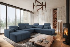 Rozkładana sofa z dwoma szezlongami z ładowarką MIRACLE 10 20 Luksusowa sofa z dwoma szezlongami do dużego salonu